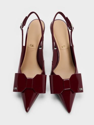 Giày sandals cao gót Lu Patent Leather, Đỏ burgundy, hi-res
