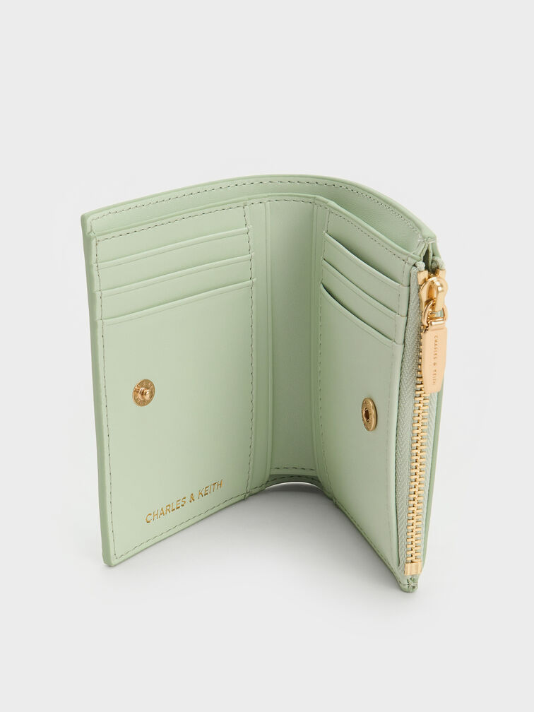 Apolline Textured Top-Zip Wallet, Mint Green, hi-res