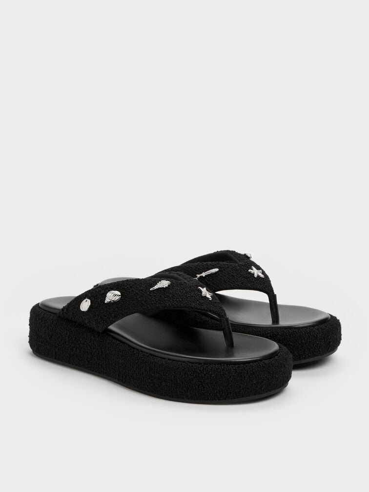 D&eacute;p kẹp đế xuồng Tweed Beach, Đen họa tiết, hi-res