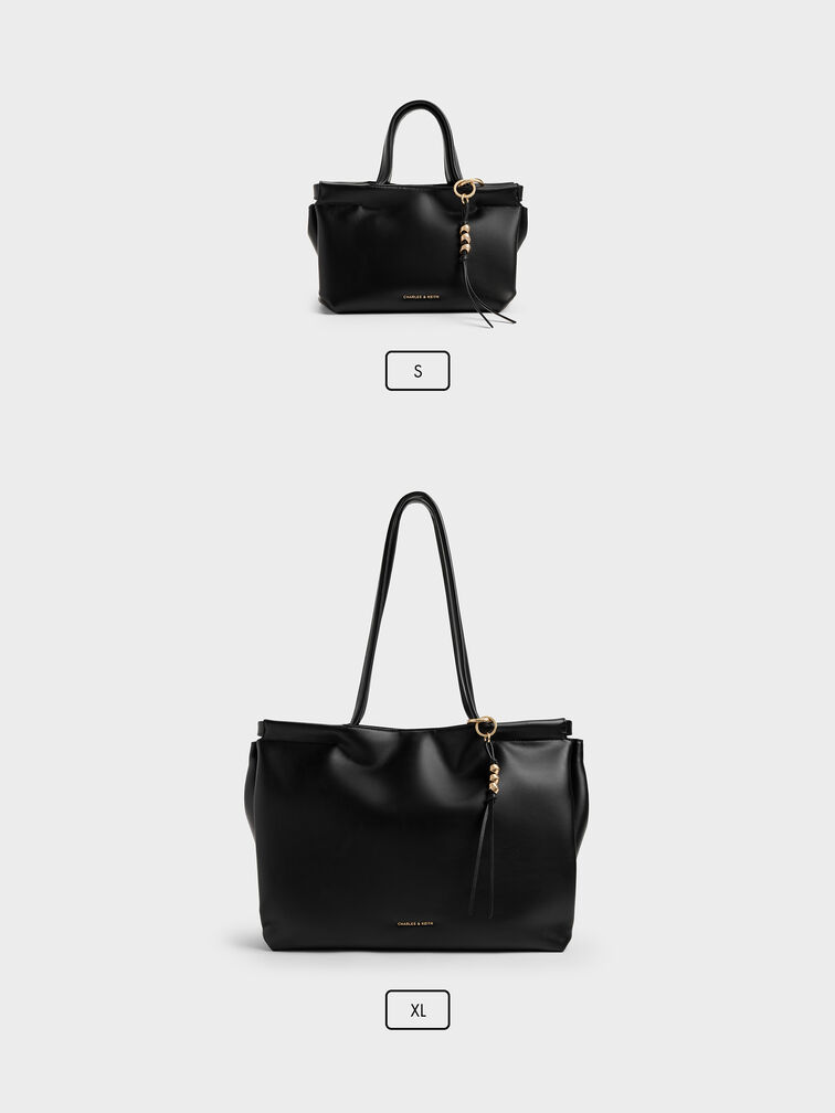 XL Zephyr Tassel Tote Bag, Black, hi-res