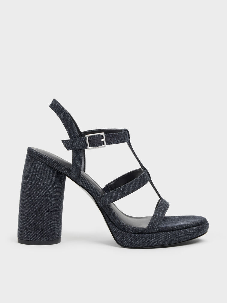 Gi&agrave;y sandals đế cao Aether Denim, Xanh đậm, hi-res