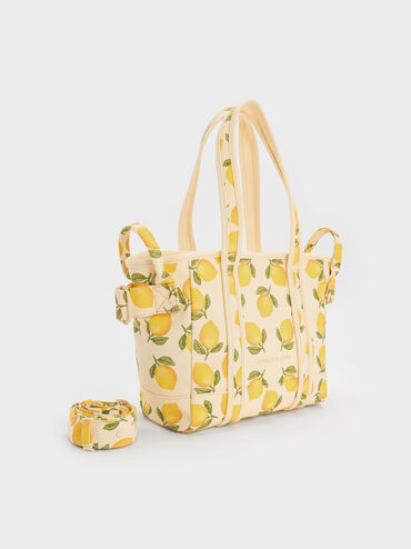 T&uacute;i tote Amity Canvas Lemon-Print, Butter Yellow, hi-res