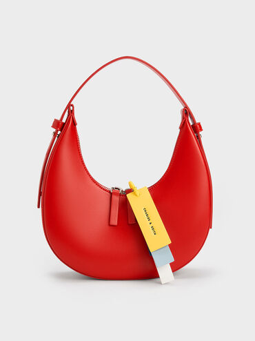 Carey Crescent Hobo Bag, Red, hi-res