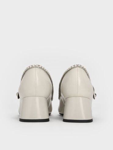 Braided-Chain Block-Heel Mary Jane Pumps, Chalk, hi-res