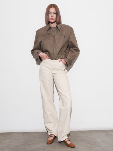 Clementine Double-Strap Slingback Mary Jane Pumps, Brown, hi-res