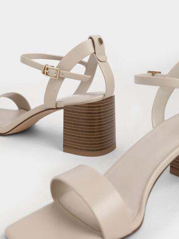 Giày cao gót sandals Ankle Strap Stacked, Phấn, hi-res