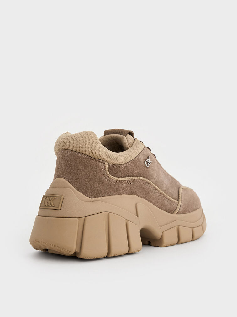 Yunna Suede Chunky Sneakers, Taupe, hi-res