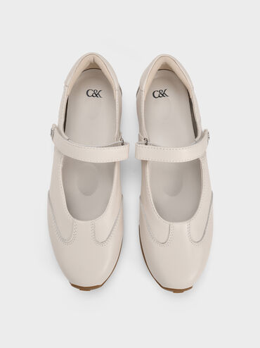 Giày búp bê mũi tròn Jace Suede, Phấn, hi-res