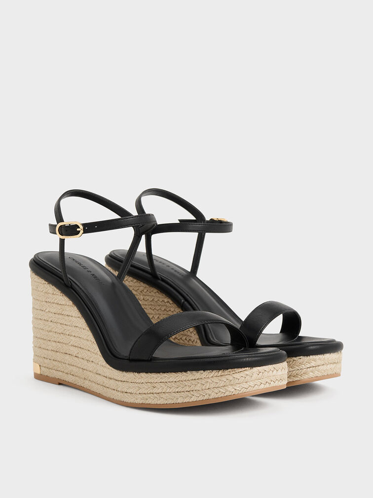 Espadrille Wedges, Black, hi-res