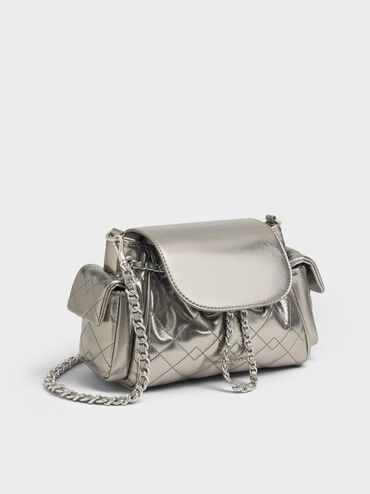 Balo nắp gập Duo Quilted Two-Way, Xám be, hi-res