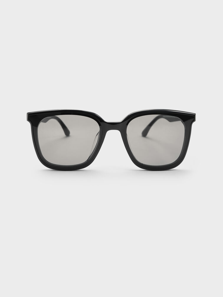 Maude Recycled Acetate Square Sunglasses, Black, hi-res