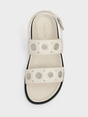 Grommet Slingback Sandals, Chalk, hi-res