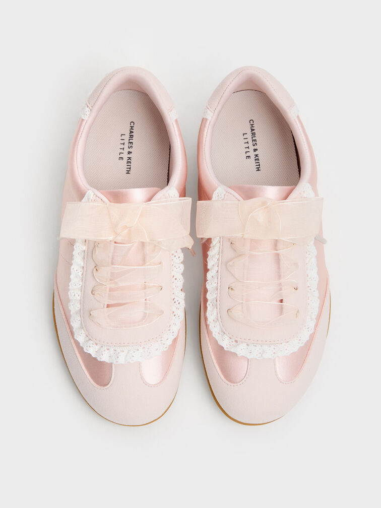 Girls' Lace-Trim Sneakers, Light Pink, hi-res