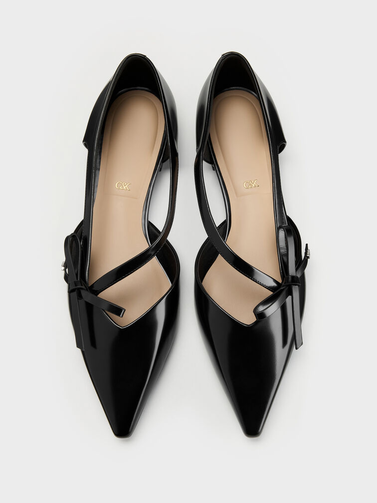 Gi&agrave;y đế bệt Anastasia Leather, Đen b&oacute;ng nh&aacute;m, hi-res