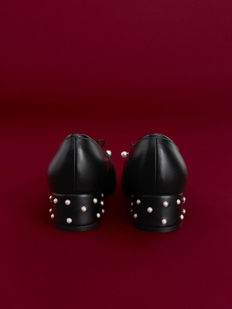 Barbara Pearl-Embellished Bow Ballet Pumps, Black, hi-res