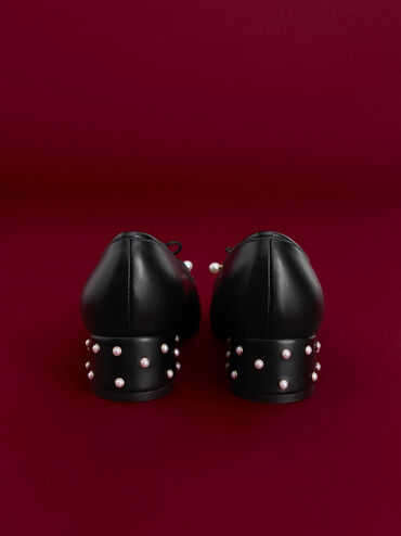 Barbara Pearl-Embellished Bow Ballet Pumps, Black, hi-res