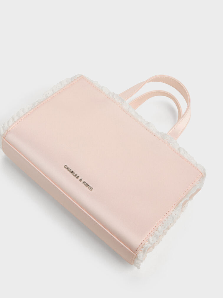 Raina Lace-Trim Tote Bag, Pink, hi-res