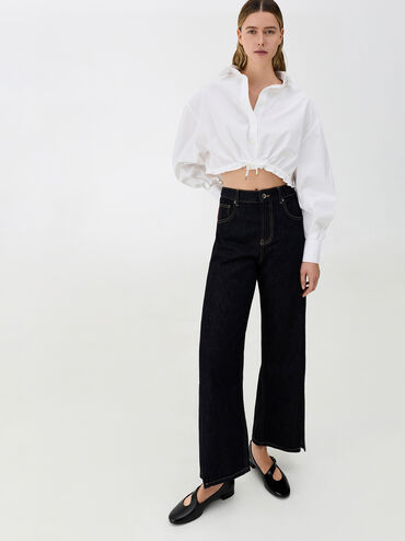 Daena Leather Asymmetric-Strap Mary Janes, Black Boxed, hi-res