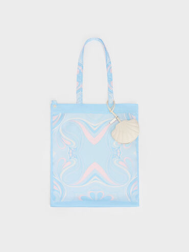 M&oacute;c kho&aacute; t&uacute;i x&aacute;ch Seashell Swirl-Print, Xanh dương, hi-res