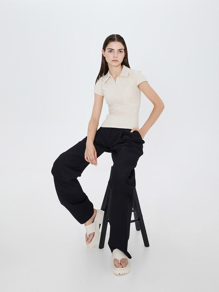 Dép kẹp Padded Ridged-Sole, Phấn, hi-res