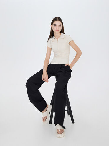 Dép kẹp Padded Ridged-Sole, Phấn, hi-res