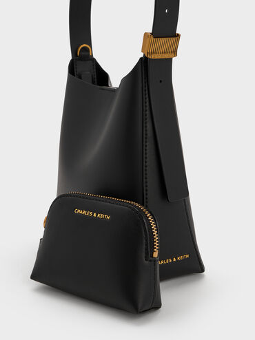 Túi xách hình thang Edna, Đen, hi-res