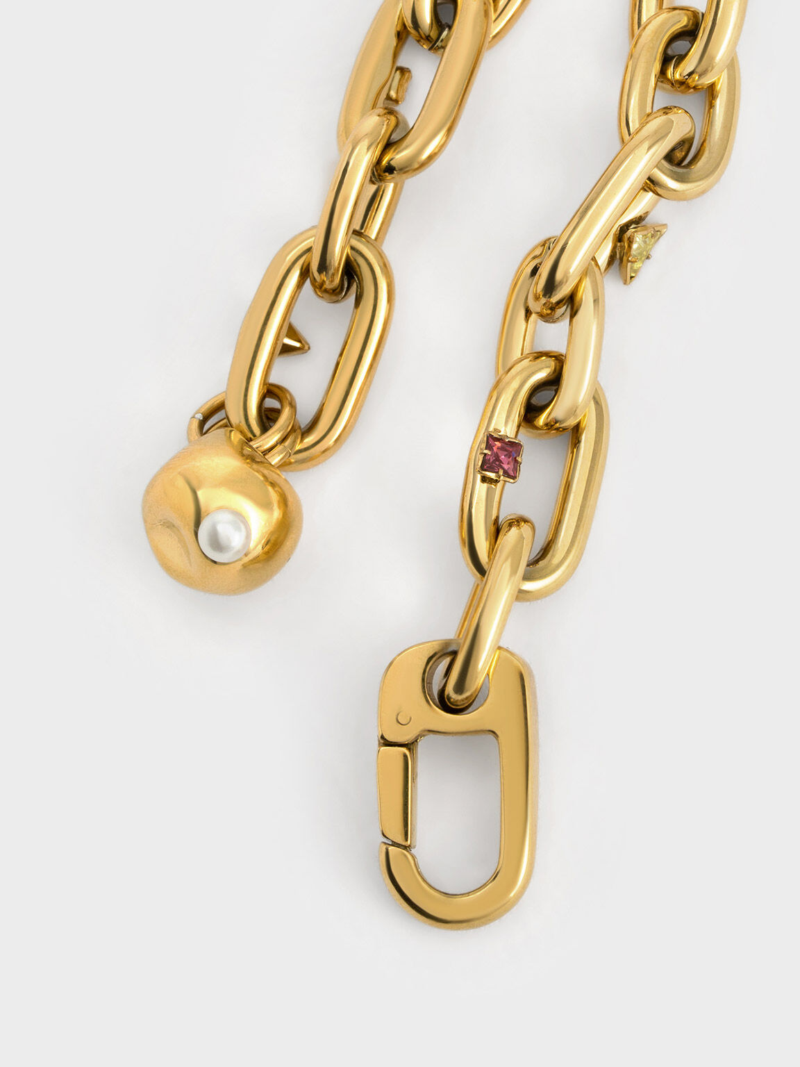 Crystal-Embellished Chain-Link Necklace, Turquoise, hi-res
