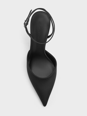 Gi&agrave;y sandals cao g&oacute;t Pointed Flower-Heel, Đen họa tiết, hi-res