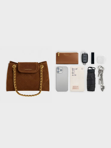 T&uacute;i đeo vai nắp gập Apfra, Pecan Brown, hi-res