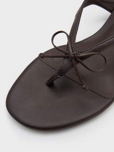 Gi&agrave;y sandals đế thấp đ&iacute;nh nơ, N&acirc;u đậm, hi-res