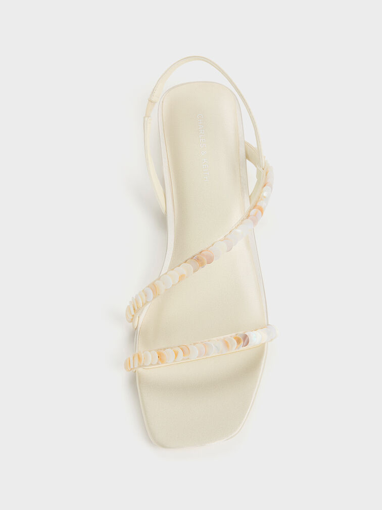 Briella Sequinned Strappy Sandals, Cream, hi-res