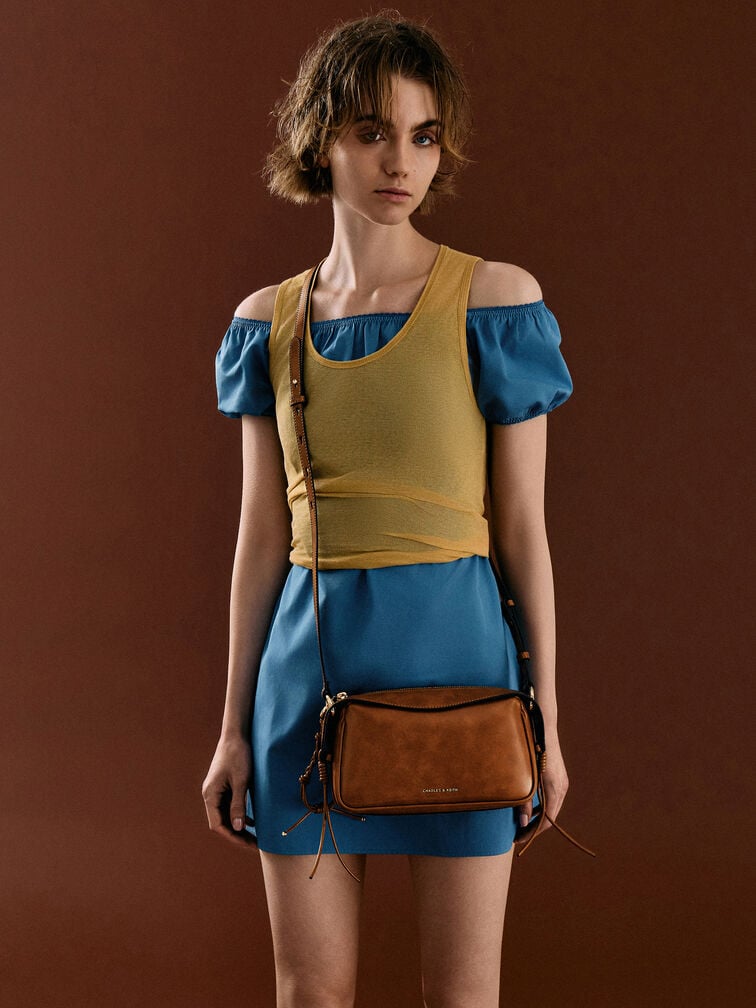 Mini Haylen Braided-Charm Shoulder Bag, Distressed Tan, hi-res