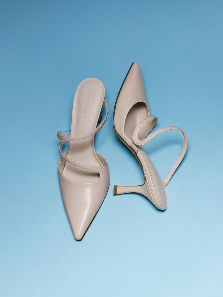 Arden Pointed Wavy Heeled Mules, Light Pink, hi-res