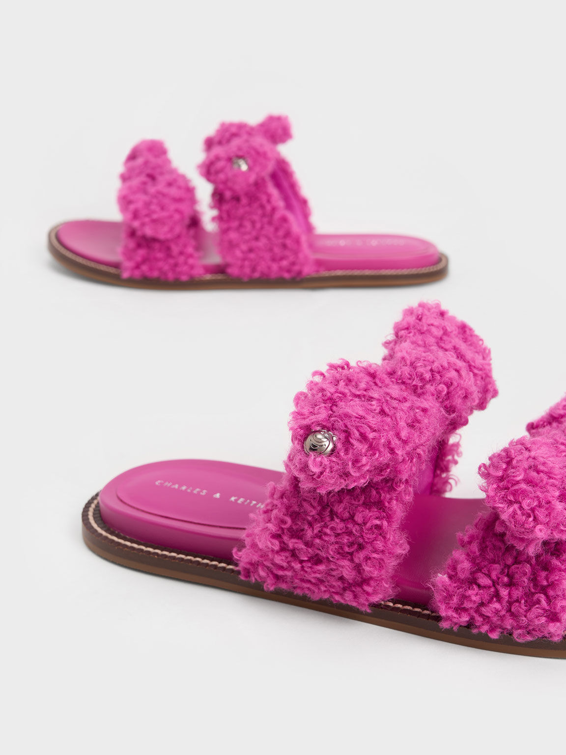 Lotso Furry Double Knotted Slide Sandals, Fuchsia, hi-res