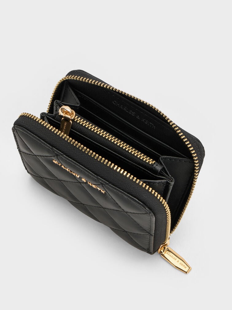 V&iacute; ngắn d&aacute;ng gập Alva Quilted, Đen, hi-res