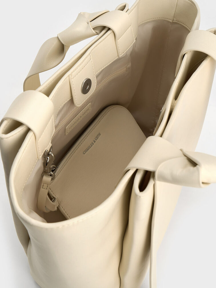 Túi tote phom chữ nhật Toni Knotted, Phấn, hi-res