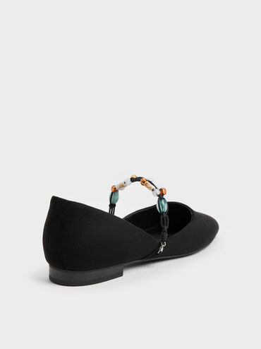 Franca Faux Suede Beaded-Strap Mary Janes, Black Textured, hi-res
