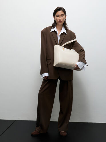 Augustine Sculptural-Detail Tote Bag, Cream, hi-res