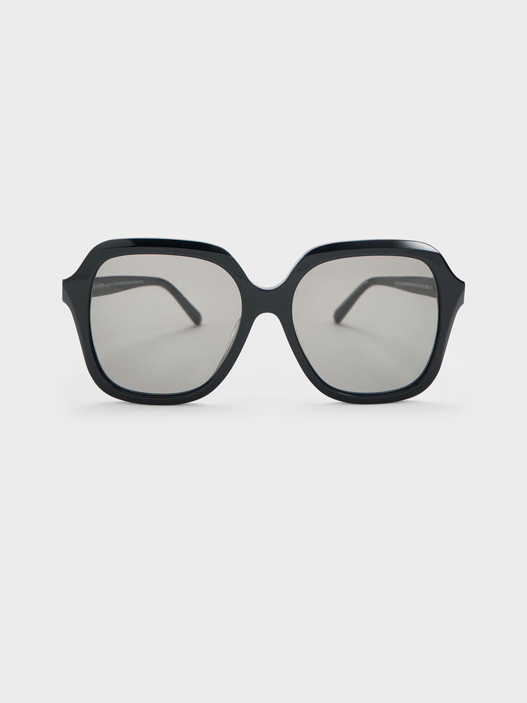 Kính mát gọng cánh bướm Izara Recycled Acetate, Đen, hi-res