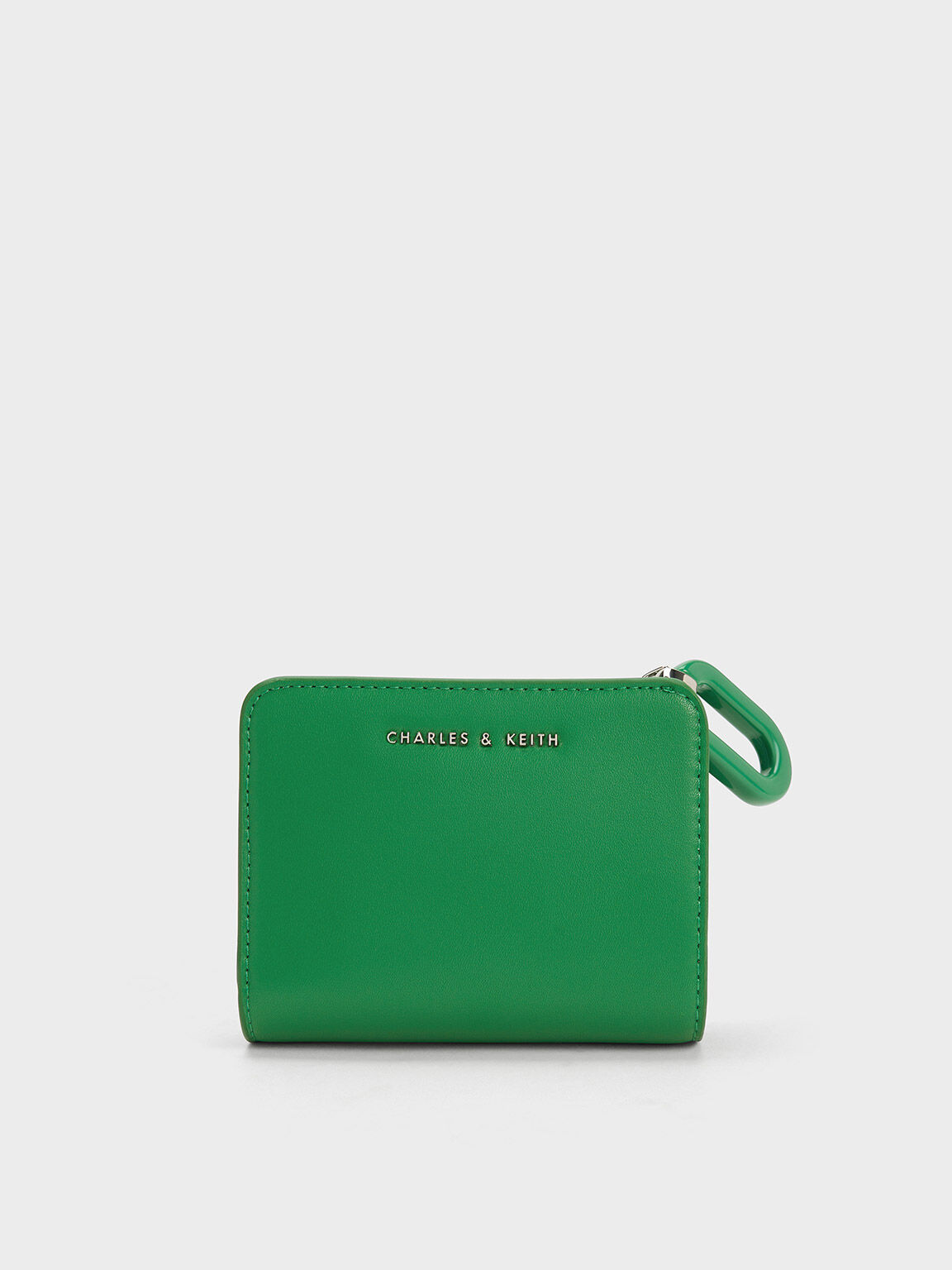 Oval Keychain Zip Wallet, Green, hi-res