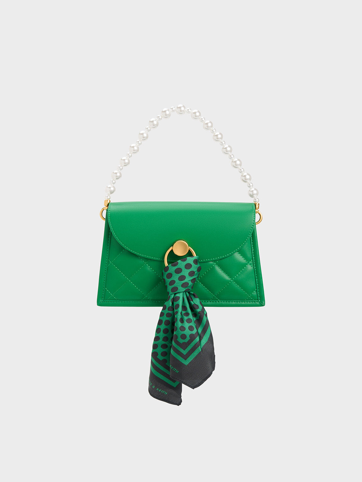Roza Beaded Handle Scarf Bag, Green, hi-res