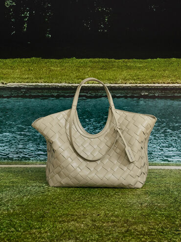 T&uacute;i tote h&igrave;nh thang Ivette Woven, Pale Olive, hi-res
