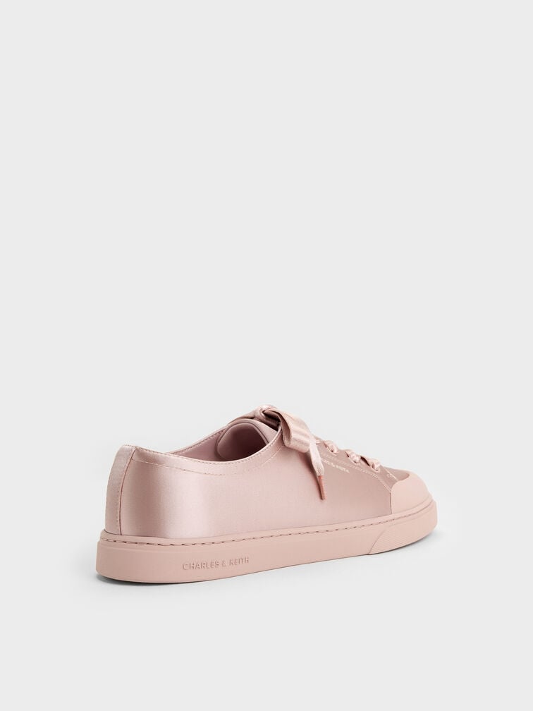 Gi&agrave;y sneakers cổ thấp Satin, Hồng nhạt, hi-res