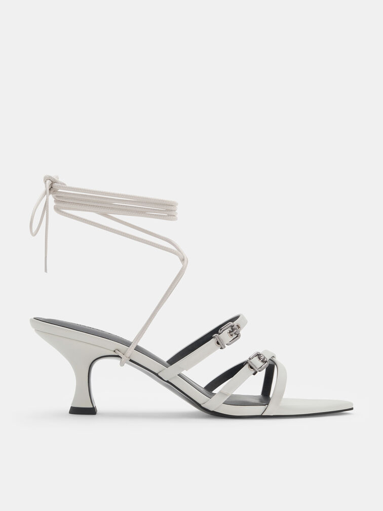Amaliya Pointed Strappy Heeled Sandals, White, hi-res