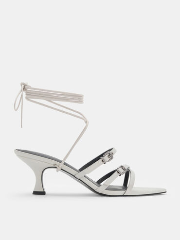 Amaliya Pointed Strappy Heeled Sandals, White, hi-res