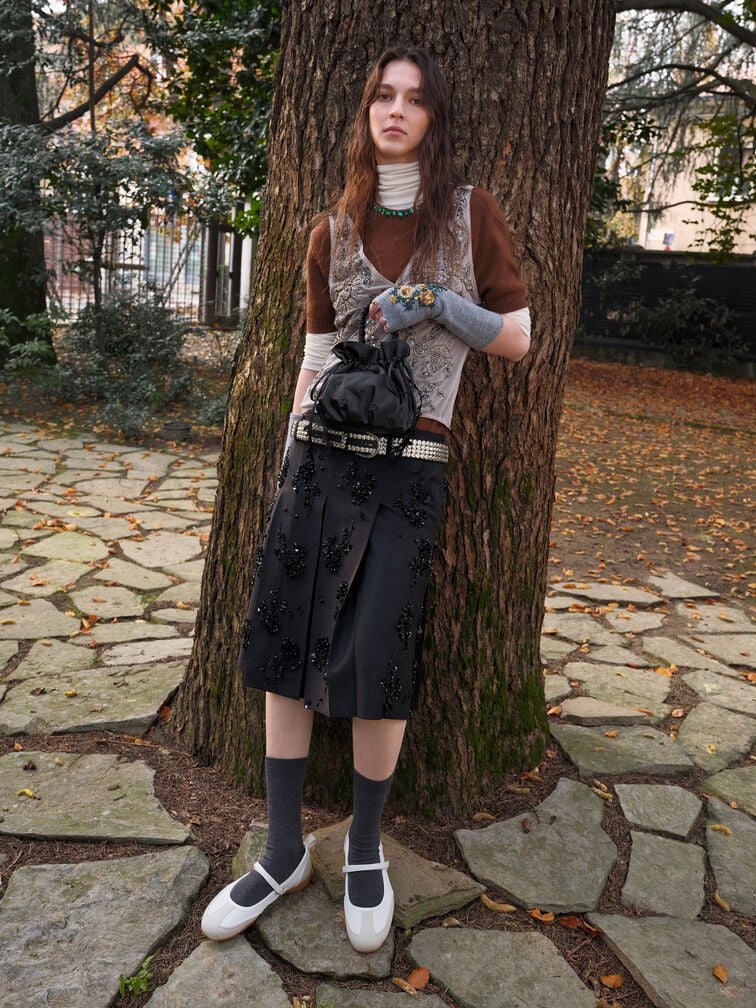 T&uacute;i r&uacute;t d&acirc;y Mabel Satin Floral-Vine, Noir, hi-res