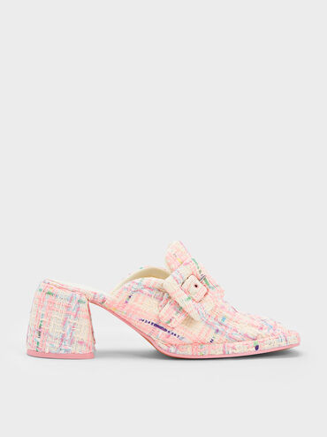 Giày mules cao gót Tweed Buckled Loafer, Nhiều màu, hi-res