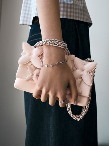 Bộ qu&agrave; tặng: T&uacute;i đeo vai Flower k&egrave;m trang sức, Soft Pink, hi-res