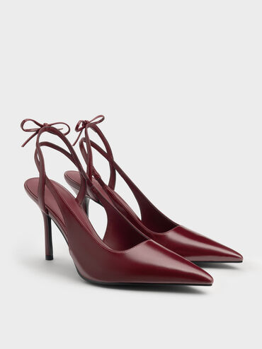 Gi&agrave;y sandals cao g&oacute;t mũi nhọn, Đỏ burgundy, hi-res