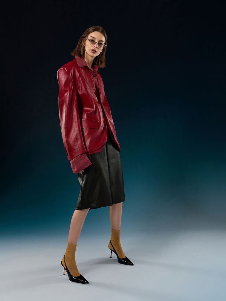 Gi&agrave;y sandals cao g&oacute;t Taylen, Đen b&oacute;ng nh&aacute;m, hi-res